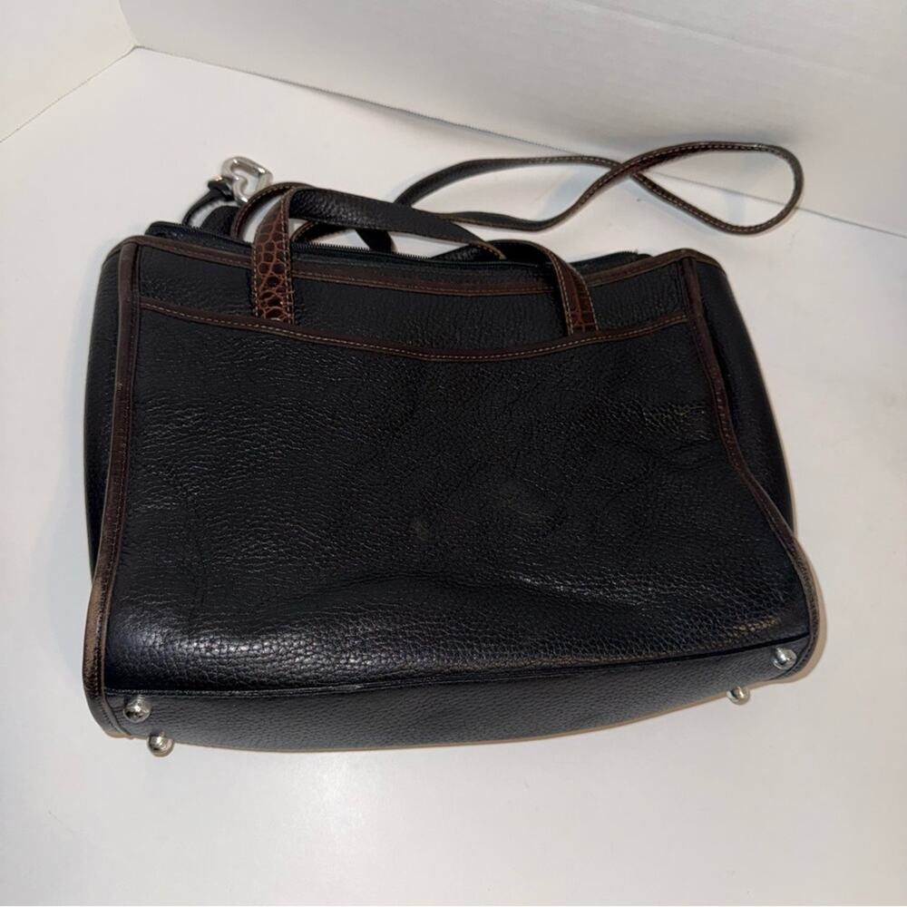 VINTAGE BRIGHTON black leather silver hardware western style shoulder bag - Picture 4 of 5